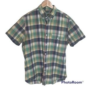 J CREW Plaid Oxford Cloth Shirting Short Sleeve Button Up, M